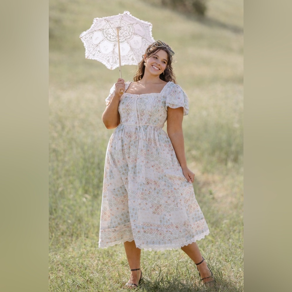 JessaKae Patchwork Floral & Lace Megan Midi Dress, 1X, NWT! - Picture 5 of 15